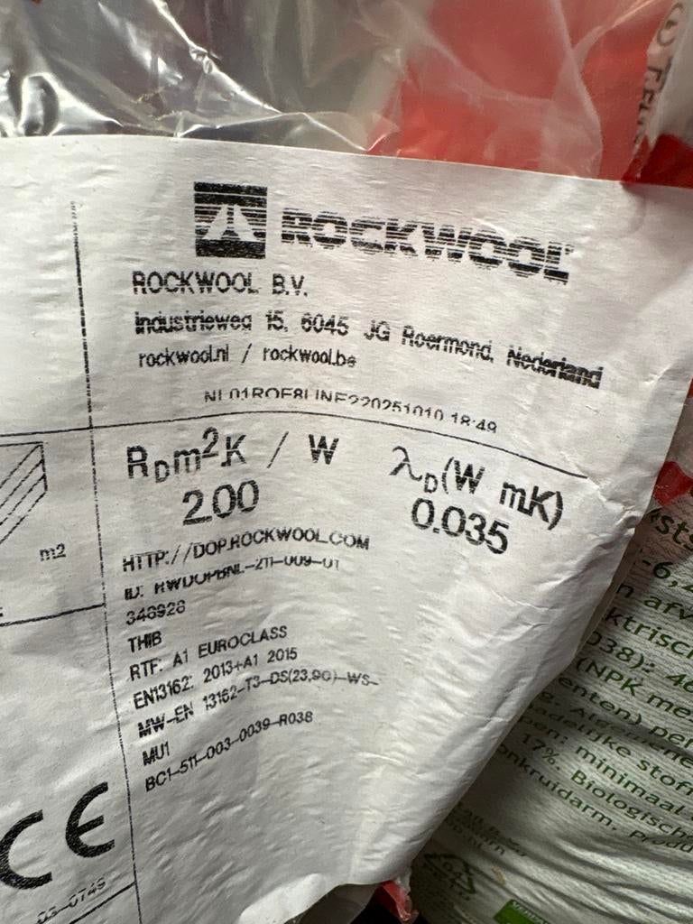 Rockwool Bouwplaat Plus isolatie 70mm, Doe-het-zelf en Verbouw, Isolatie en Afdichting, Ophalen, 4 tot 8 cm, Nieuw, Steenwol