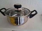 Zgan pan m glazen deksel 18/10:, doorsnee16 Solingen €3,00, Ophalen of Verzenden, Gebruikt