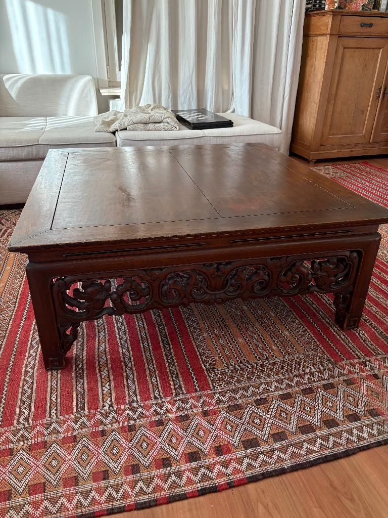 Vintage Aziatische salontafel, Huis en Inrichting, Tafels | Salontafels, Ophalen, Gebruikt, Vierkant, Minder dan 50 cm