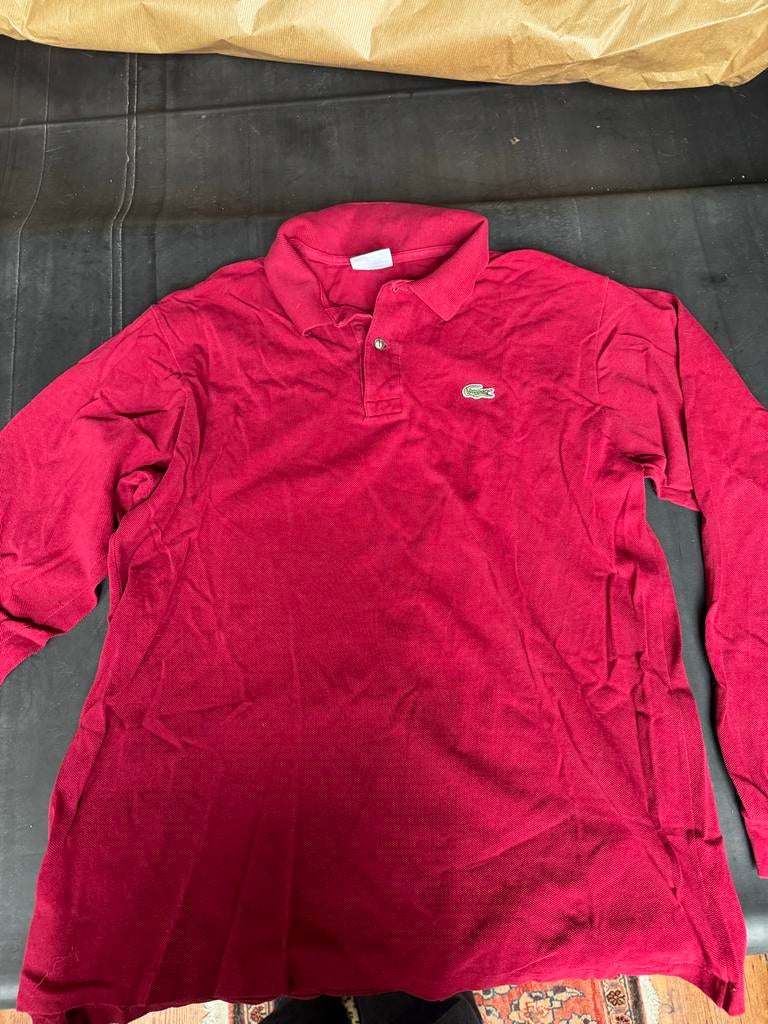 Rode Lacoste polo met lange mouwen, Kleding | Heren, Polo's, Ophalen, Gedragen, Maat 48/50 (M), Rood