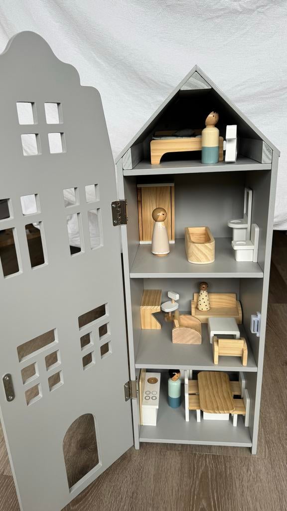 Poppenhuis met meubeltjes, Kinderen en Baby's, Speelgoed | Poppenhuizen, Ophalen, Zo goed als nieuw, Poppenhuis