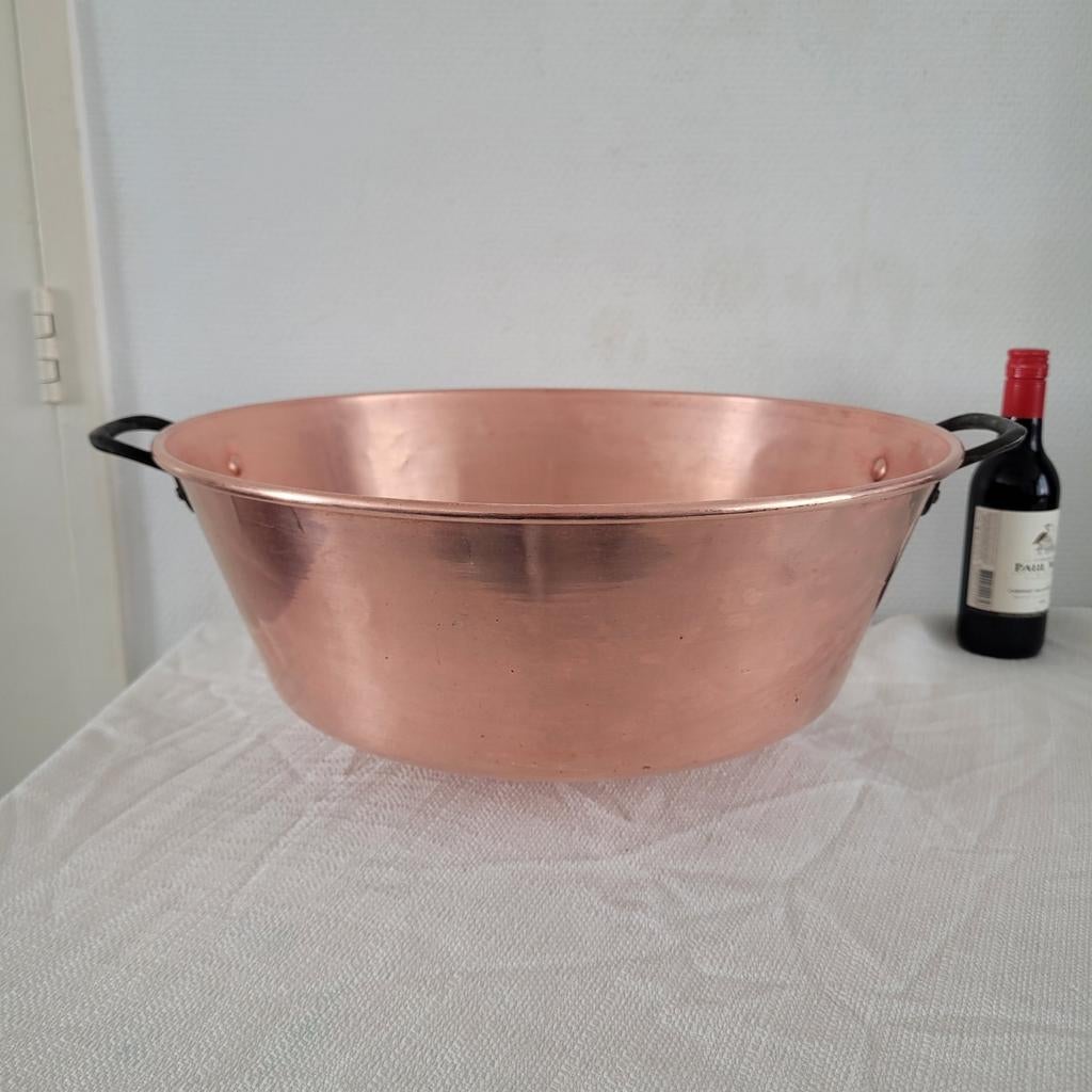 Franse koperen jampan confiturepan confiturenpan pan, Ophalen of Verzenden, Gebruikt, Overige materialen, Koekenpan of Braadpan