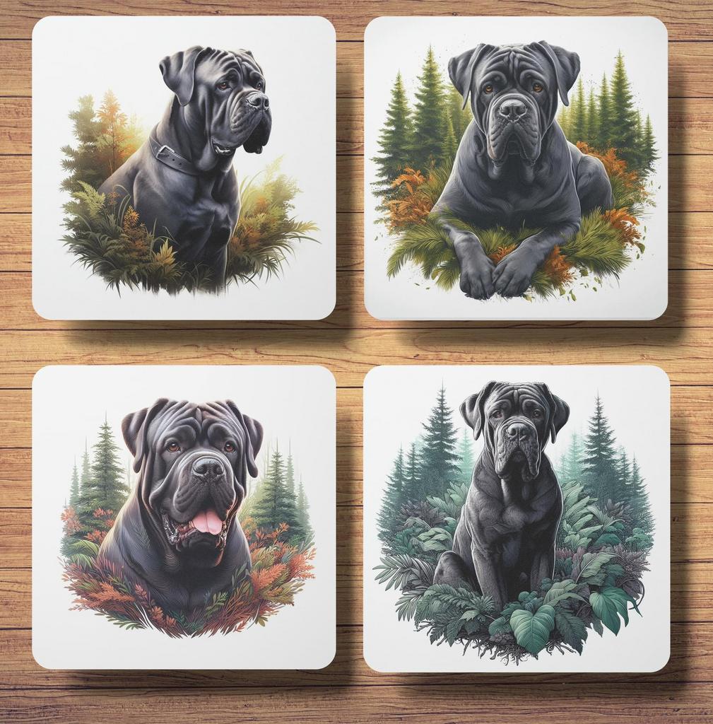 Cane Corso Bos onderzetters met houder, Ophalen of Verzenden, Nieuw, Glas of Kopje
