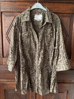 Beige bruine blouse, bloes bamboe split zij; XXL; GIna Laura, Kleding | Dames, Ophalen of Verzenden, Zo goed als nieuw, Beige
