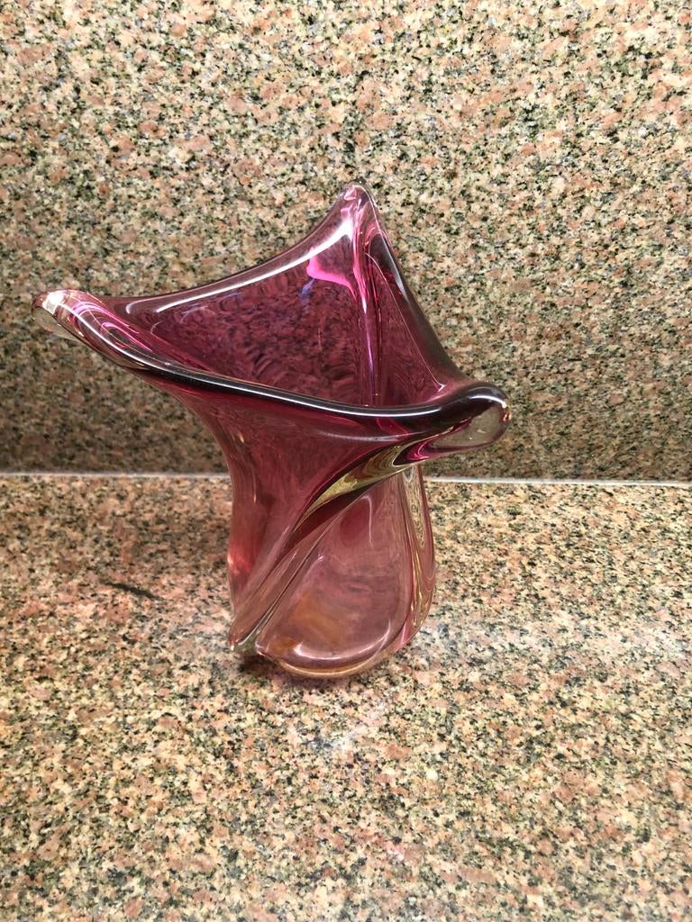 Glazen vaas, paars, Ophalen of Verzenden