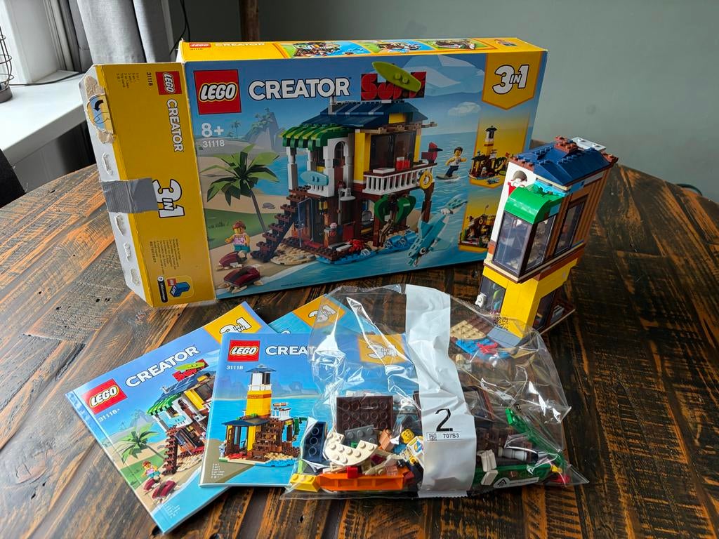Lego Creator 31118 Strandhuis aan het Surfen 3-in-1, Ophalen of Verzenden, Zo goed als nieuw, Complete set, Lego