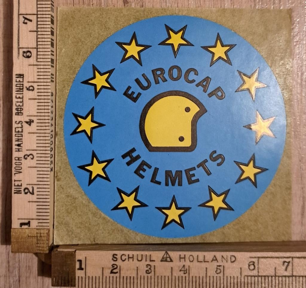 Vintage sticker Eurocap Helmets motorhelm motorcross, Ophalen of Verzenden, Zo goed als nieuw