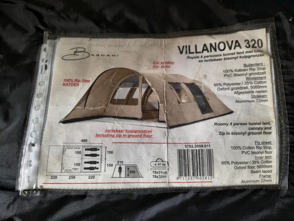 Bardani Villanova 320 met lichte lekkage., Caravans en Kamperen, Tenten, Ophalen, Gebruikt, Tot en met 4