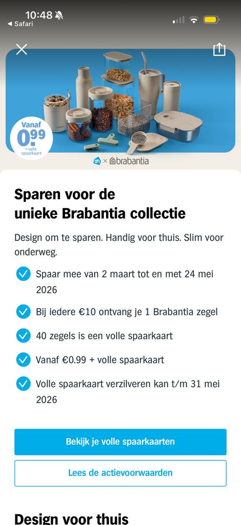 AH Brabantia zegels gezocht (3 kaarten), Eén persoon, Kortingsbon