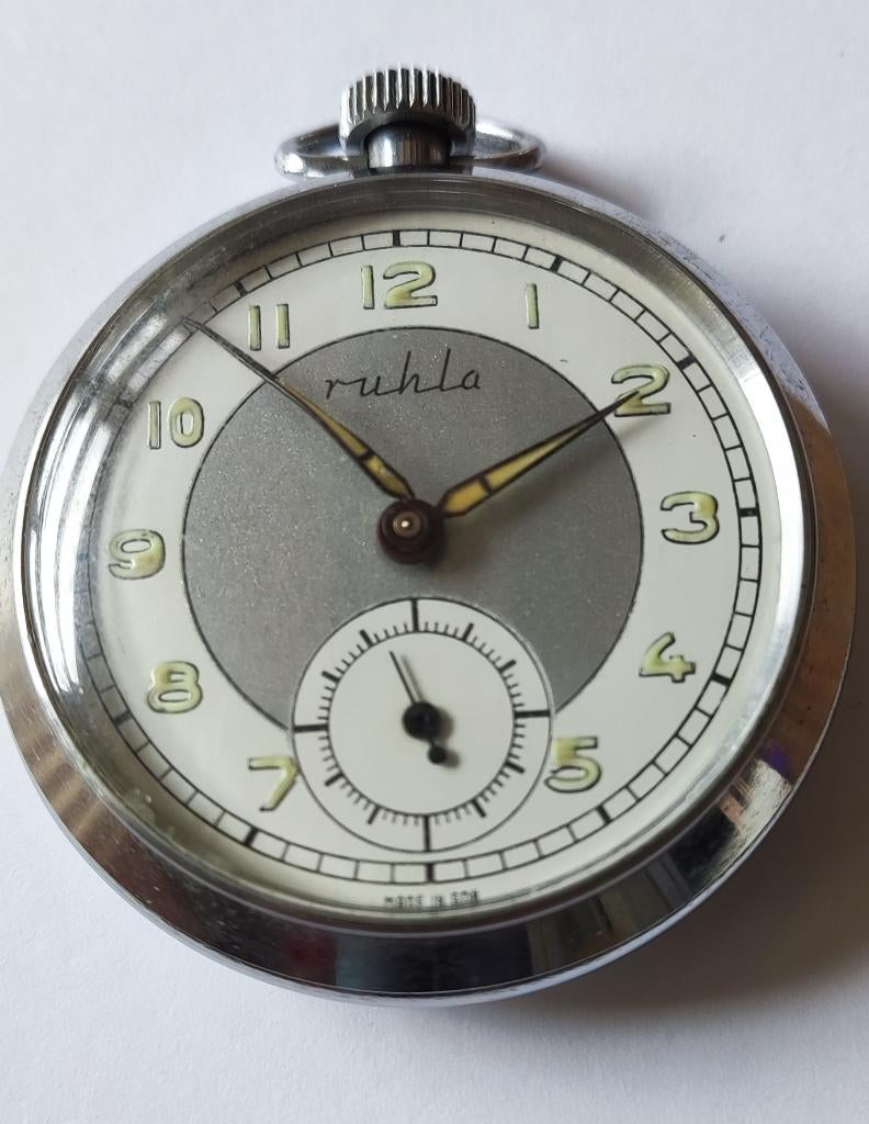 Zakhorloge merk Rukla ( in werkende staat), Sieraden, Tassen en Uiterlijk, Horloges | Antiek, Overige merken, Zakhorloge, Staal