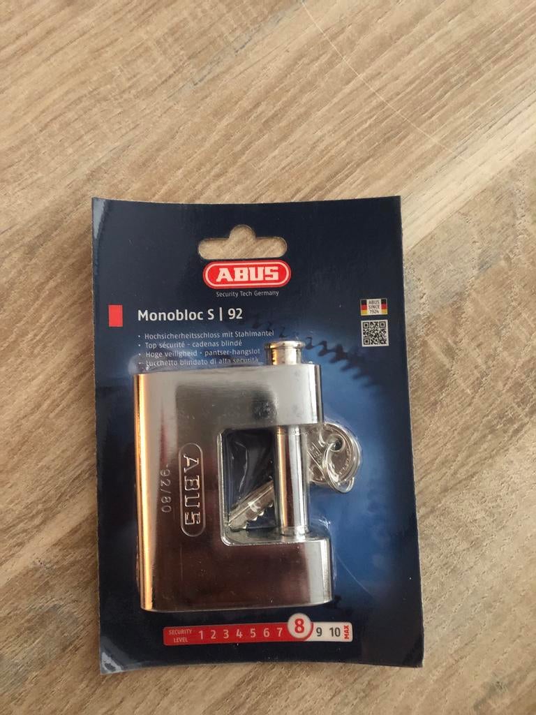 Abus Monobloc S 92/80 hangslot, Ophalen, Nieuw, Koper of Messing, Slot