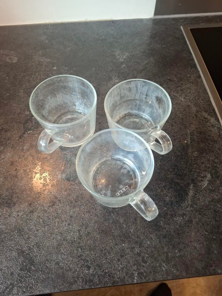 Ikea glazen koppen, totaal 4 stuks, Huis en Inrichting, Ophalen, Glas, Overige stijlen, Glas of Glazen