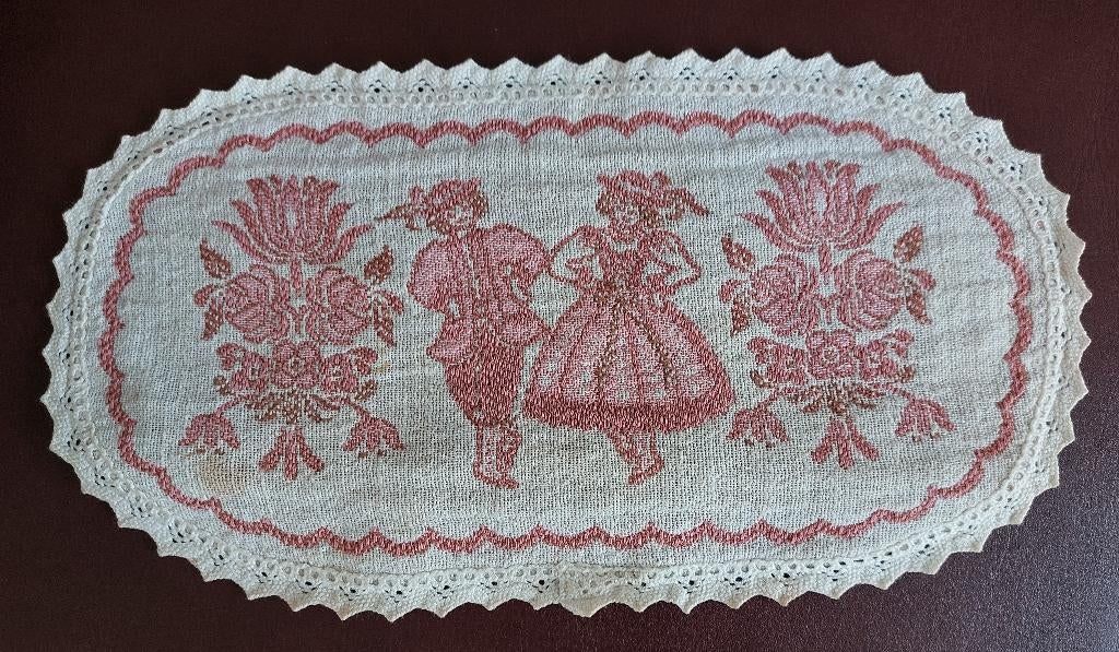 Oud tafelkleedje/textiel-lopertje Oostenrijkse volkskunst, Ophalen, Minder dan 50 cm, Gebruikt, Minder dan 50 cm