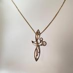 gouden hanger/broche antiel art-nouveau, Ophalen of Verzenden, Goud, Hanger, Met edelsteen