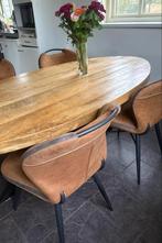Ovale Mangohouten Eettafel met Spinpoot - 200x100CM, Ophalen, Gebruikt, 100 tot 150 cm, Vijf personen of meer