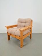 Vintage Scandinavische fauteuil van grenenhout en stof ´70, N, Vintage, 75 tot 100 cm, Ophalen of Verzenden