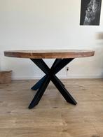 Goossens Zida - Mangohouten eettafel rond 130cm, Ophalen, Gebruikt, Rond, Vier personen