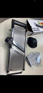 Mandoline snijder met verschillende standen en handschoenen, Zilver, Ophalen of Verzenden, Zo goed als nieuw, Metaal