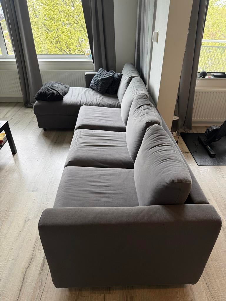 IKEA VIMLE 4-zitsbank met chaise longue Gunnared Grijs, Huis en Inrichting, Banken | Sofa's en Chaises Longues, Zo goed als nieuw