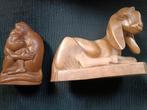 Twee Art deco beelden hout Bokje en Apen, Ophalen of Verzenden