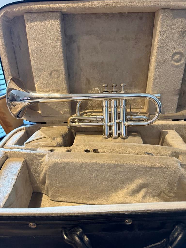 Es/D trompet Arnolds & Sons met koffer, Ophalen, Gebruikt, Es-trompet, Met koffer