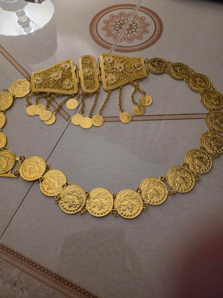 Turkse Feest Riem - Gouden Muntjes En Indiaas bruiloft setje, Overige kleuren, 5 cm of meer, 90 tot 100 cm, Heupriem