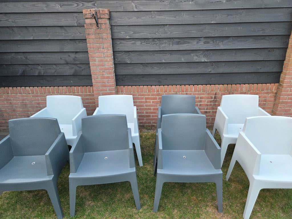 8 mooie kuipstoelen, Ophalen, Zo goed als nieuw, Kunststof, Stapelbaar