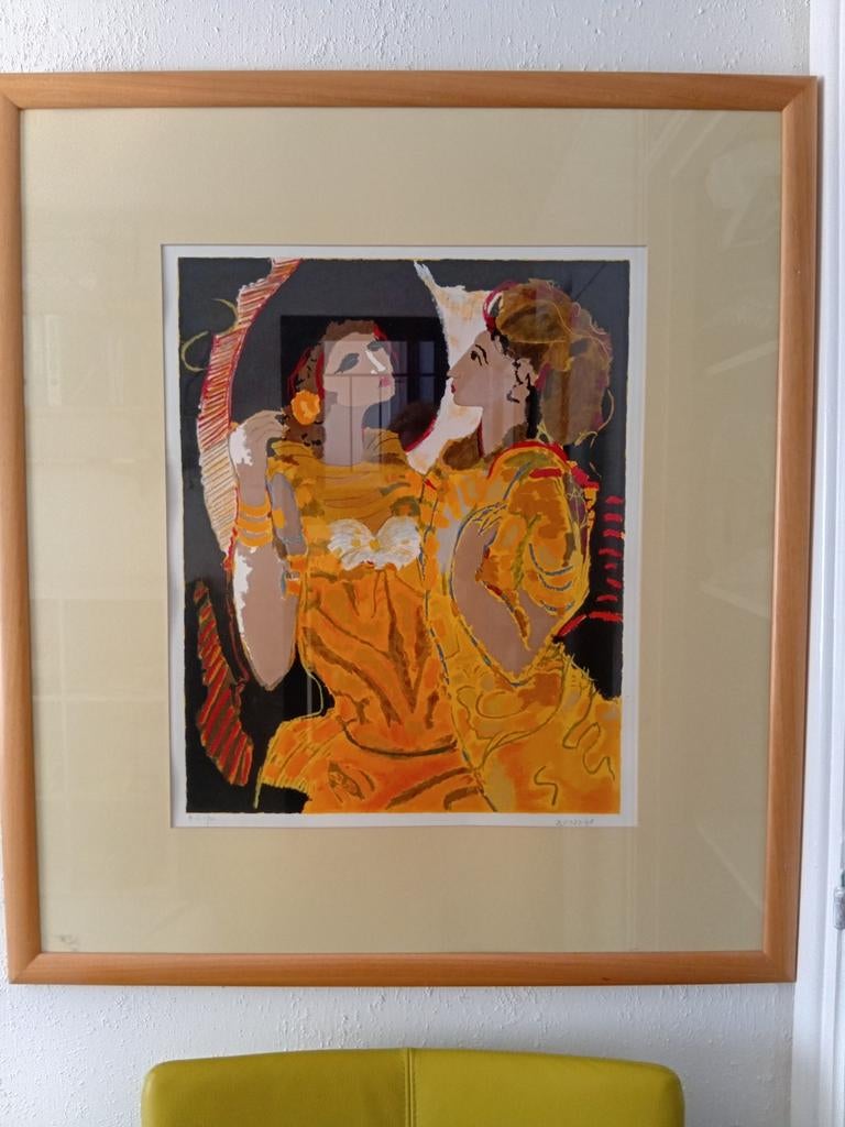 Kunstprint: Twee Dames in Gesprek, Gesigneerd, A.P. 1/30, Ophalen of Verzenden