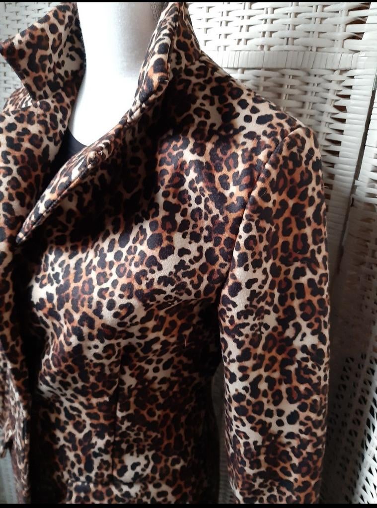 Panterprint jas gevoerd, lang model in mooie Panterprint, Ophalen of Verzenden, Nieuw, Bruin