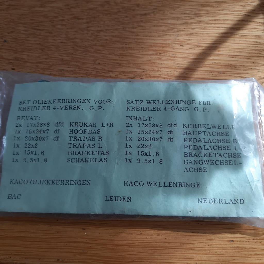 Oliekeerringenset Kreidler 4-versnellingen, Ophalen of Verzenden