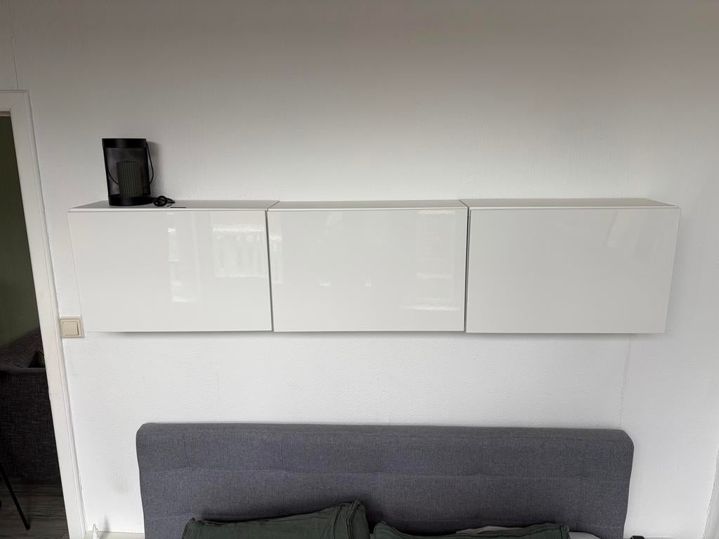 IKEA Besta wandkasten (3 stuks) hoogglans wit, Huis en Inrichting, Kasten | Wandmeubels, Ophalen, Overige materialen, Gebruikt
