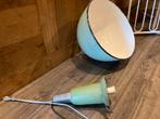 Vintage Industriële Fabriekslamp - Groen/Wit Emaille, Ophalen