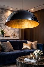 Hanglamp zwart 1-lichts 70cm koepel gold E27, Huis en Inrichting, Lampen | Hanglampen, Ophalen of Verzenden