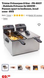 Tristar Dubbele Friteuse - Patat en snacks tegelijk bakken, 2 tot 3 liter, Ophalen of Verzenden, Gebruikt, Duo-friteuse