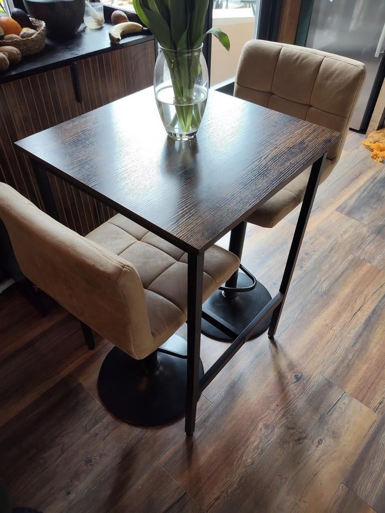 Mooie set van 2 barkrukken en statafel te koop, Huis en Inrichting, Barkrukken, Ophalen, 60 tot 90 cm, Zo goed als nieuw, 2 krukken