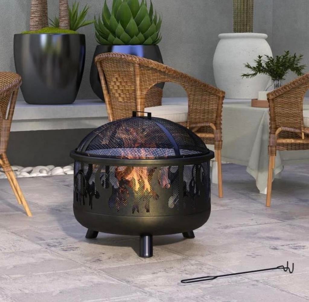 2-in-1 Vuurkorf en Barbecue - Zwart Metaal NIEUW IN DOOS, Nieuw, Ophalen of Verzenden, A, A