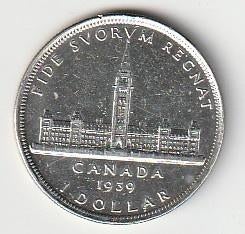 1  dollar  1939  Canada. km. 38  unc, Ophalen of Verzenden, Noord-Amerika, Losse munt, Zilver
