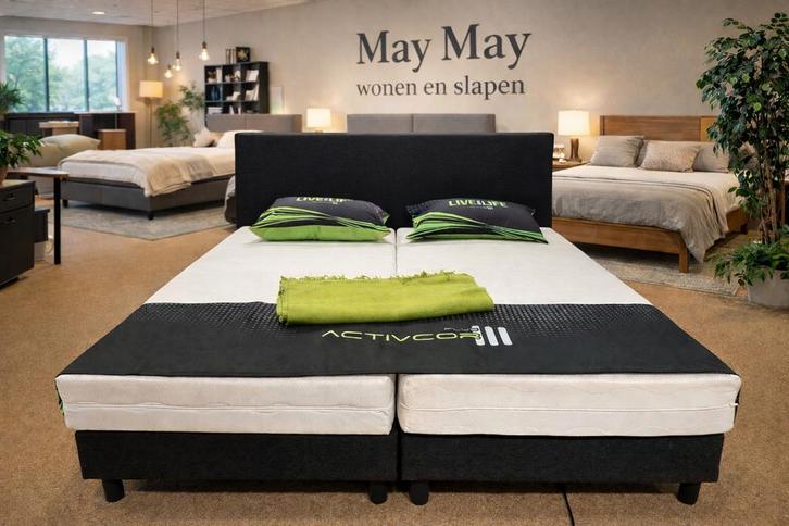 Boxspring 180x200 Zwart €599,- Direct leverbaar, Huis en Inrichting, Slaapkamer | Boxsprings, Nieuw, 180 cm, 200 cm, Tweepersoons