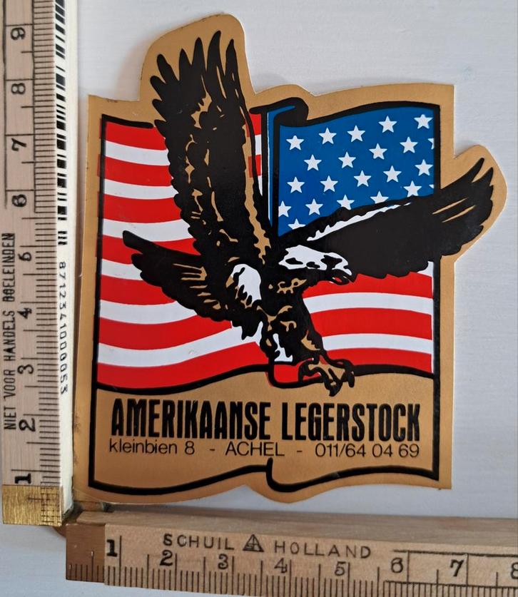 Vintage sticker Amerikaanse legerstock leger dump adelaar, Verzamelen, Stickers, Zo goed als nieuw, Ophalen of Verzenden
