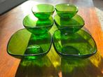 Vintage Smaragdgroene glazen schaaltjes/kommetjes Vereco, Glas of Glazen, Gebruikt, Ophalen of Verzenden, Glas