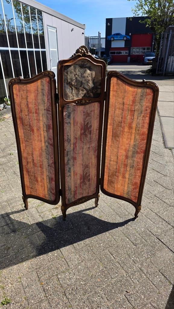 Frans antiek notenhouten kamerscherm,, Ophalen, Gebruikt