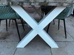 2 witte metalen X-poten, €20 pst, Ophalen, Tafelpoot, Minder dan 50 cm, 50 tot 100 cm