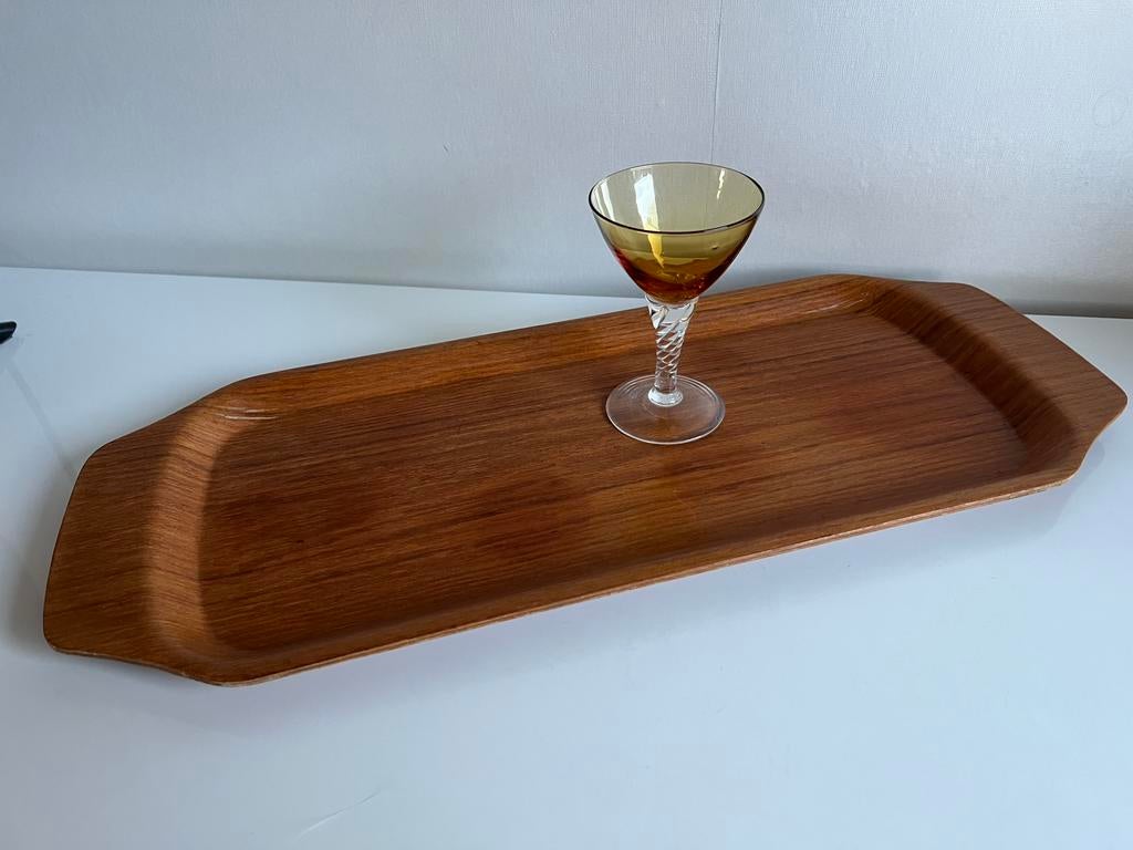 Zweeds Jie Gantofta Plywood Dienblad Johnson Brickan 70’s, Ophalen of Verzenden, Zo goed als nieuw, Rechthoekig, Hout