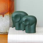 2 groene vintage OLIFANTJES beeldjes eighties jaren 80 retro, Ophalen of Verzenden, Gebruikt, Dier