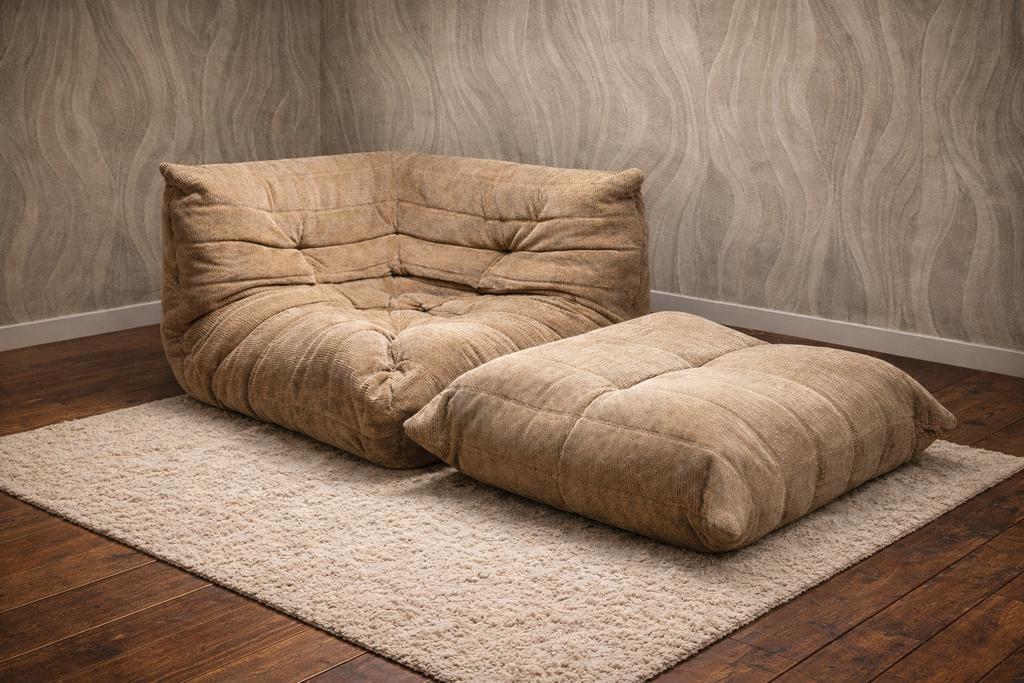 Vintage togo ligne roset hoek en ottoman, Huis en Inrichting, Ophalen, Gebruikt, Eenpersoons, 100 tot 125 cm