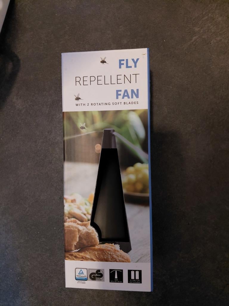 Fly Repellent Fan met 2 roterende zachte bladen, Tuin en Terras, Bestrijdingsmiddelen, Ophalen of Verzenden, Zo goed als nieuw