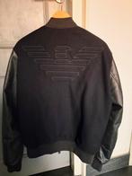 Emporio Armani Leather Sleeves Bomber Jacket, Ophalen of Verzenden, Zwart