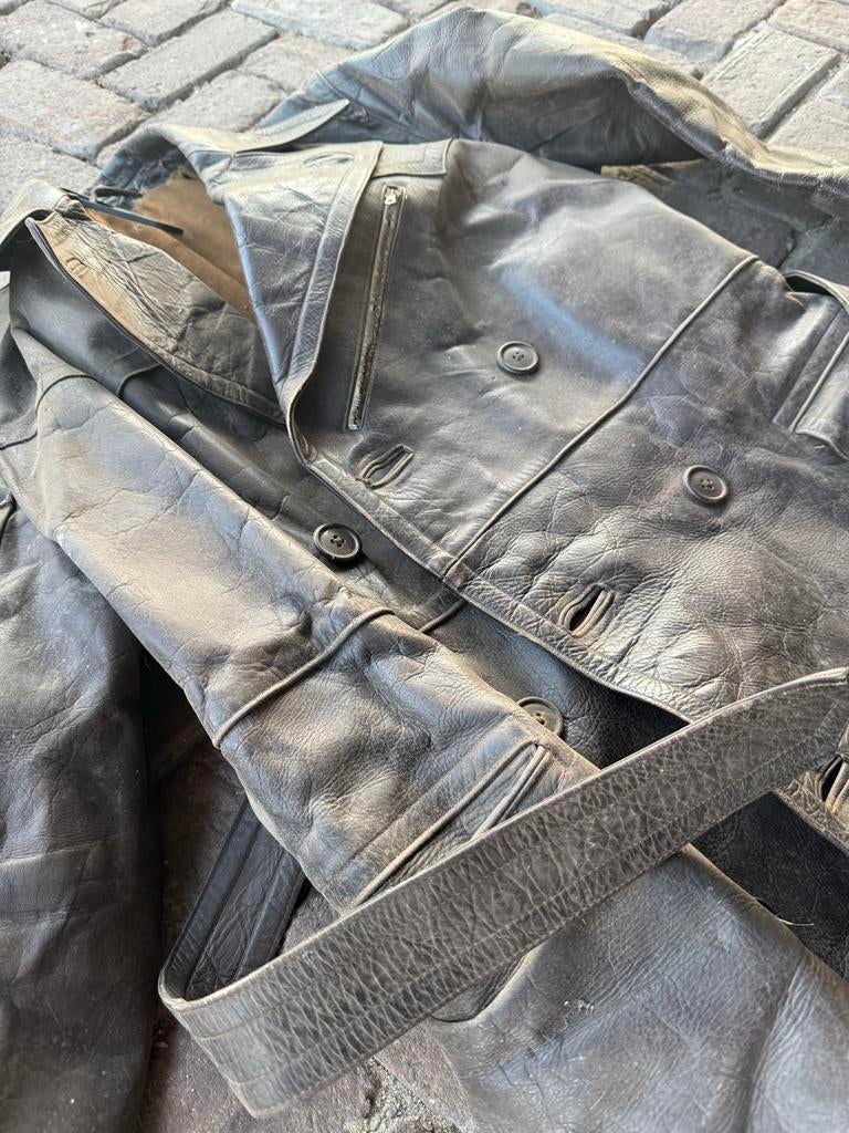 Echte lederen Solex jas uit 1920, Ophalen, Gedragen, Overige maten, Bruin