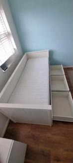 IKEA Hemnes uitschuifbaar bed met lades en matrassen, Eenpersoons, Modern, Scandinavisch, Wit, Ophalen of Verzenden