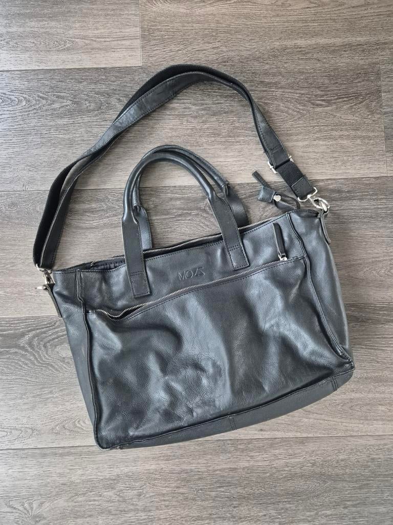 Mozz bags luiertas zwart leer, Kinderen en Baby's, Luiertassen, Ophalen, Zo goed als nieuw